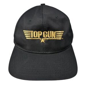 Top Gun Snapback Hat Black OSFA Adjustable Embroidered Solid 6 Panel